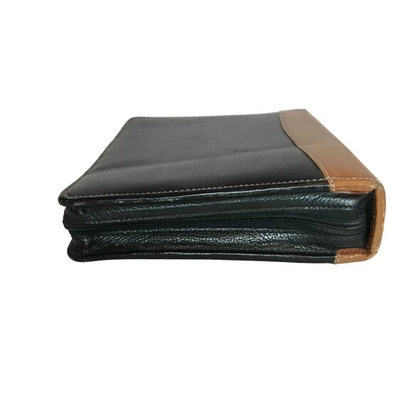 Vintage Franklin Quest 7 Ring Cowhide Leather Zip Binder Planner Cover Black USA - Picture 8 of 13